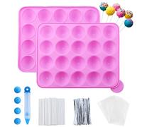 Juego de 105 Moldes de Silicona para Tartas con 20 Cavidades - Molde para Piruletas - con 105 Palitos para Cake Pops, Envoltorios, Twist Ties Plateados y Lápiz Decorativo