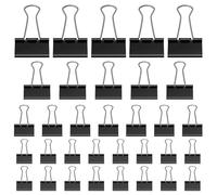 Juego de 105 pinzas plegables negras, 15 mm/19 mm/25 mm/32 mm, resistentes y reutilizables, clips de metal para oficina, hogar y escuela, ideales para papel y documentos, clips versátiles