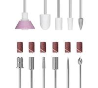 Juego de 11 brocas para uñas con 6 bandas de lijado de lima de 3/32 pulgadas, rebabas rotativas profesionales de diamante para quitar cutículas para uñas acrílicas, herramientas de manicura y pedicura