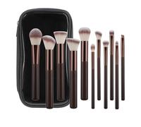 Juego de 11 brochas de maquillaje de viaje con cerdas suaves y mango ergonómico para necesidades de maquillaje de cara y ojos