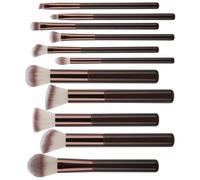 Juego de 11 brochas de maquillaje de viaje con cerdas suaves y mango ergonómico para necesidades de maquillaje de cara y ojos