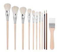 Juego de 11 brochas para fregona, varios tamaños, versátiles, para mezclar pelo de cabra, pinceles multiformas con mango de madera, pincel de pintura de acuarela para acuarelas, acrílico, tintas,