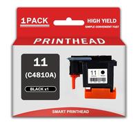 Juego de 11 Cartuchos de Tinta compatibles C4810A C4811A C4812A C4813A y Cabezal de impresión para impresoras HP Designjet 100 500 800 1000 1100 1200 2200 2280 2600 2800 9100 9120,Black-1 Set