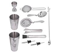 Juego de 11 cocteleras de acero inoxidable, juego de cócteles, juego de barra, juego de batidora de bebidas con todos los accesorios esenciales, coctelera, jigger, colador, mezclador, cuchara, mortero