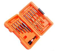 Juego de 11 extractores de tornillos y soporte para brocas, taladros de cobalto de mano izquierda para quitar pernos rotos, tornillos pelados, portabrocas de liberación rápida para bricolaje en casa y