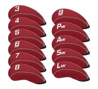 Juego de 11 Fundas de Neopreno para Cabeza de Hierro con número Grande para Todas Las Marcas Callaway, Ping, Taylormade, Cobra, etc. (Rojo)