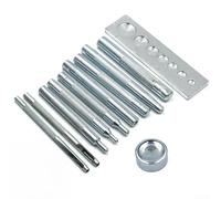 Juego de 11 herramientas de perforación y remaches, cuenta con bases de troquel y perforadores huecos para instalación de remaches y cierres a presión