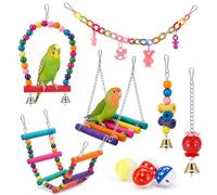 Juego de 11 juguetes para pájaros con columpio, escalera y hamaca