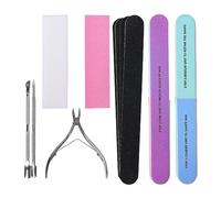 Juego de 11 limas de uñas, bloque de lima de uñas de doble cara, bloque de pulido rectangular, esponja pulida, viene con cortador de cutículas y empujador para herramientas de manicura de piel muerta,