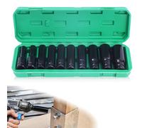 Juego de 11 llaves de impacto de 1/2 pulgadas, juego de llaves hexagonales, 10-24 mm, juego de llaves de vaso con adaptador para reparación y mantenimiento