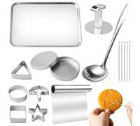 Juego de 11 moldes para galletas coreanas, de acero inoxidable, cortadores para galletas de azúcar con cuadrado, paraguas, triángulos, estrellas, círculos, herramientas, ideales para pasteles de