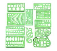 Juego de 11 plantillas geométricas multifuncionales para acolchar, dibujar, plantillas de dibujo geométrico, plantillas de medición, herramienta de dibujo de ingeniería