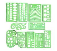 Juego de 11 plantillas geométricas multiusos, plantillas de dibujo geométrico, plantillas de medición, regla para acolchar, ingeniería, herramientas arquitectónicas