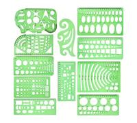 Juego de 11 plantillas geométricas multiusos, plantillas de dibujo geométrico, plantillas de medición, regla para medición de ingeniería de acolchado
