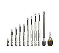 Juego de 11 puntas de destornillador de cruz con acero de aleación y puntas antideslizantes K5 de doble ranura, viene con acoplador rápido y varillas de extensión de bloqueo automático para cambios