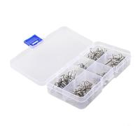 Juego de 110 anzuelos de pesca agudos de acero al carbono con gancho de anclaje de 3 vías diseñados para pescadores de agua dulce