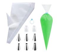 Juego de 110 mangas pasteleras desechables, con boquillas de acero inoxidable, adaptador de embrague reutilizable y soporte para bolsas, decoración de pasteles de precisión para tartas, galletas, para