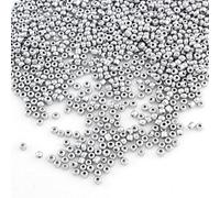 Juego de 1100 cuentas de cristal de 4 mm, color metálico, 6/0, perlas Pony, miniperlas transparentes para niños, cuentas de metal, plateado