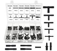 Juego de 113 conectores de manguera, color negro: HOMURY Schlauchverbinder Set Schwarz T Stück Verbinder Schlauchverbinder Set Reduzierstück Set Zubehör für eine einfache Gartenschlauchverbindung