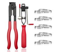 Juego de 12 abrazaderas para manguitos de ejes: Nizirioo Schlauchschellen Set, 2 AchsmanschettenKlemmmmen-Zange con 10 Achsmanschetten Schellen, Ohrklemmenzange Crimpbänder für Autos Crimper Werkzeug