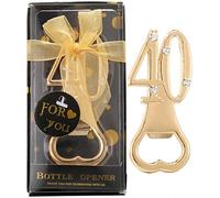 Juego de 12 abridores de botellas creativos para regalos de fiesta de cumpleaños número 40 o aniversario de boda, regalos de fiesta de 40 aniversario de boda, temática negra y dorada, recuerdos de