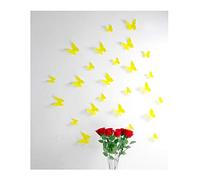 Juego de 12 Adhesivos de Mariposas 3D, Color Amarillo