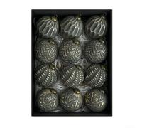 Juego de 12 adornos de bolas de Navidad con diseño rústico, material de PVC inastillable y trabillas para colgar, para añadir encanto a árboles de vacaciones y decoración del hogar (negro)