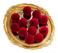 Juego de 12 adornos de Navidad con textura aterciopelada para una elegante decoración navideña, hechos de plástico para un uso de temporada de larga duración, mide 6 cm cada uno (6 cm rojo vino)