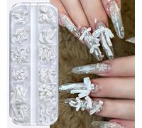 Juego de 12 adornos de uñas con forma de lazo perlado para decoración de arte de aleación de estilo profesional