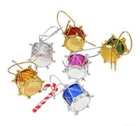 Juego de 12 adornos navideños de plástico para tambor con patrones clásicos grabados para árbol de Navidad y uso decorativo de temporada (2,5 cm, 12 piezas)