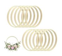 Juego de 12 Aros de Madera de bambú para Manualidades, Anillos de macramé, atrapasueños, Anillos de Madera, Juego para Corona de Boda, decoración y Colgante de Pared, Corona de Flores, Corona de