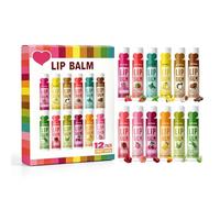 Juego de 12 bálsamos labiales afrutados, juego de brillo de labios con hidratación intensa, cuidado de labios para mujeres, hombres, niñas, jóvenes