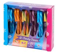 Juego de 12 bastones de caramelo multicolores-Confitería con sabor a arándano, uva, naranja y frutas múltiples -Vegano sin gluten para niños-Decoración de Navidad de árbol picante y colorante natural