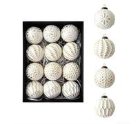 Juego de 12 bolas de adorno de Navidad con estilo clásico antiguo para decoración colgante de árbol y exhibición comercial de ventana con plástico (dorado)