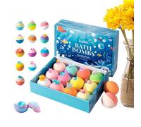 Juego de 12 bolas de baño con burbujas, limpiador corporal orgánico, juego de baño de espuma | Baños de limpieza de la piel burbujeantes Sphere Collection, colorido kit de terapia de agua con burbujas