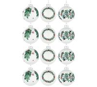 Juego de 12 Bolas de Cristal de 80 mm, esferas Colgantes para árbol de Navidad, Varios diseños, Decoraciones para árbol de Navidad, Color Blanco
