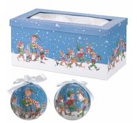 Juego de 12 Bolas de Navidad de 7,5 cm de diámetro, Brillantes en Caja de Regalo, decoración de Elfos, Santa's House