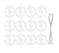Juego de 12 Bolas de Navidad Transparentes para Rellenar, Bolas Decorativas Que se abren de plástico rígido, para Hacer tú Mismo con Hilos para árbol de Navidad, Manualidades Creativas, Regalos y