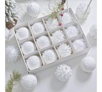 Juego de 12 bolas decorativas de Navidad con encaje sofisticado para colgar en árboles y exhibición en interiores