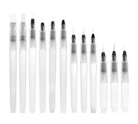 Juego de 12 bolígrafos de acuarela recargables de plástico, bolígrafos de pincel de agua con puntas de nailon, pintura de artistas, caligrafía, letras