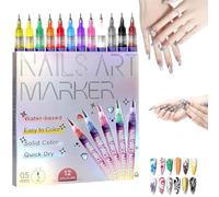 Juego de 12 bolígrafos de arte de uñas de colores, marcadores de arte de uñas 2025 para uñas de gel, bolígrafos de esmalte de uñas 3D para dibujar, pintar, puntear, diseño de uñas y herramientas de