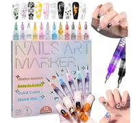Juego de 12 bolígrafos para arte de uñas, 2025 nuevos marcadores de arte de uñas para arte de uñas 3D, herramientas de arte de uñas para puntear, dibujar, pintar, delinear, hacer tú mismo