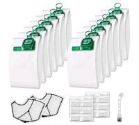 Juego de 12 bolsas de aspiradora VK140, 5 capas, autosellables, antialérgicas, incluye 2 filtros + 12 perfumes + 1 cepillo para VK140/150/FP140/150