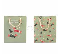 Juego de 12 bolsas de regalo de 22 x 10 x 26 cm de papel con asas de tela, Navidad