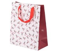 Juego de 12 bolsas de regalo de 22 x 10 x 26 cm, de papel con asas de tela, Navidad con lazos