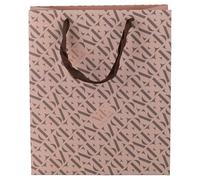 Juego de 12 bolsas de regalo de papel con asas de tela, 22 x 10 x 26 cm, mocha mousse, monogram