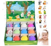 Juego de 12 bombas de baño con juguetes en el interior, bombas de baño de 2 pulgadas con lindos juguetes de animales, suministros de de burbujas coloridas y gaseosas seguras para niños, verde