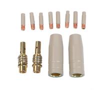 Juego de 12 boquillas de soldadura de 15AK de aluminio de aviación puntas de contacto para MIG MAG Torch Slag Removal Gas Boquillas Kit de herramientas de limpieza