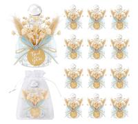 Juego de 12 botellas de agua bendita católicas a granel de vidrio para bautismo para invitados, recipiente de agua cristiano con bolsas de organza floral, lazo para regalos de comunión, iglesia, boda