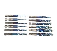 Juego de 12 brocas de vástago hexagonal HSS y brocas de grifo, herramienta de perforación combinada de cambio rápido de 1/4 pulgadas para roscas métricas M3 M5 M6 M8 en metal, madera y plástico
